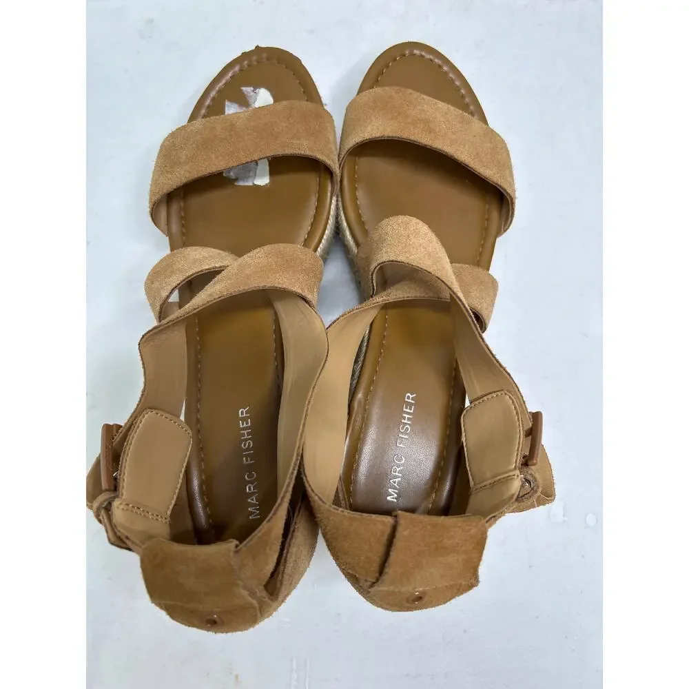 Marc Fisher Zendra Wedge Sandals In Brown. Size Women's 9.5